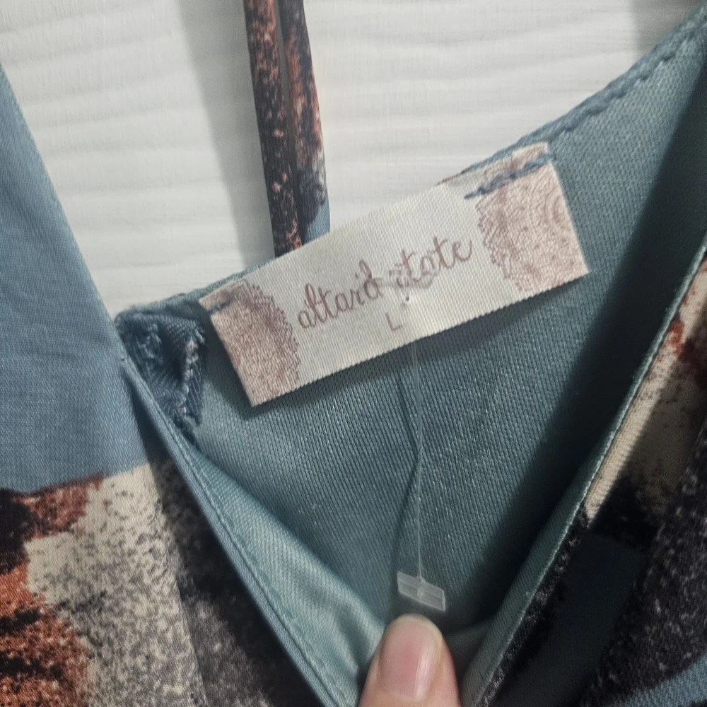 ￼

This is an Altar'd State Blue Floral Square Neck Tie Back Mini Dress - Picture 5 of 5